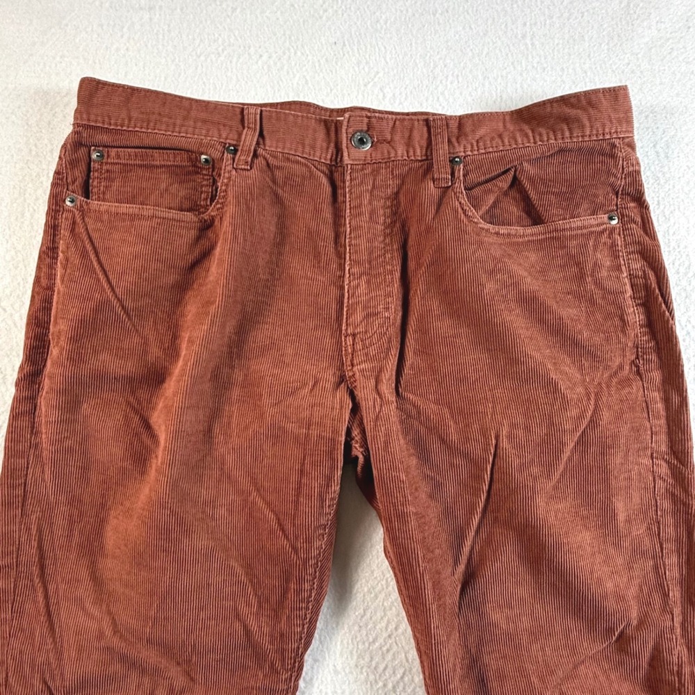 J.Crew 484 Corduroy Pants Mens 35x32 Slim Fit Stretch Terracotta Orange